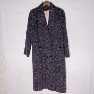 Vintage Sears Tradition Black Pink Wool Blend Long Overcoat S Dark Academia